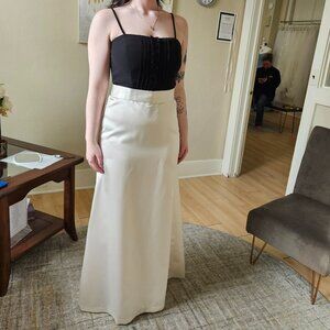 Size 10 black and ivory tux look bodice gown w/ satin aline skirt NWT by Dessy